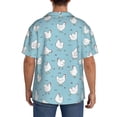 thumbnail image 3 of Uemuo Funny Chicken Pattern Cotton Linen Short Sleeve Shirts,Casual Lightweight Button Down Shirts,Vacation Beach Summer Tops-XX-Large, 3 of 7
