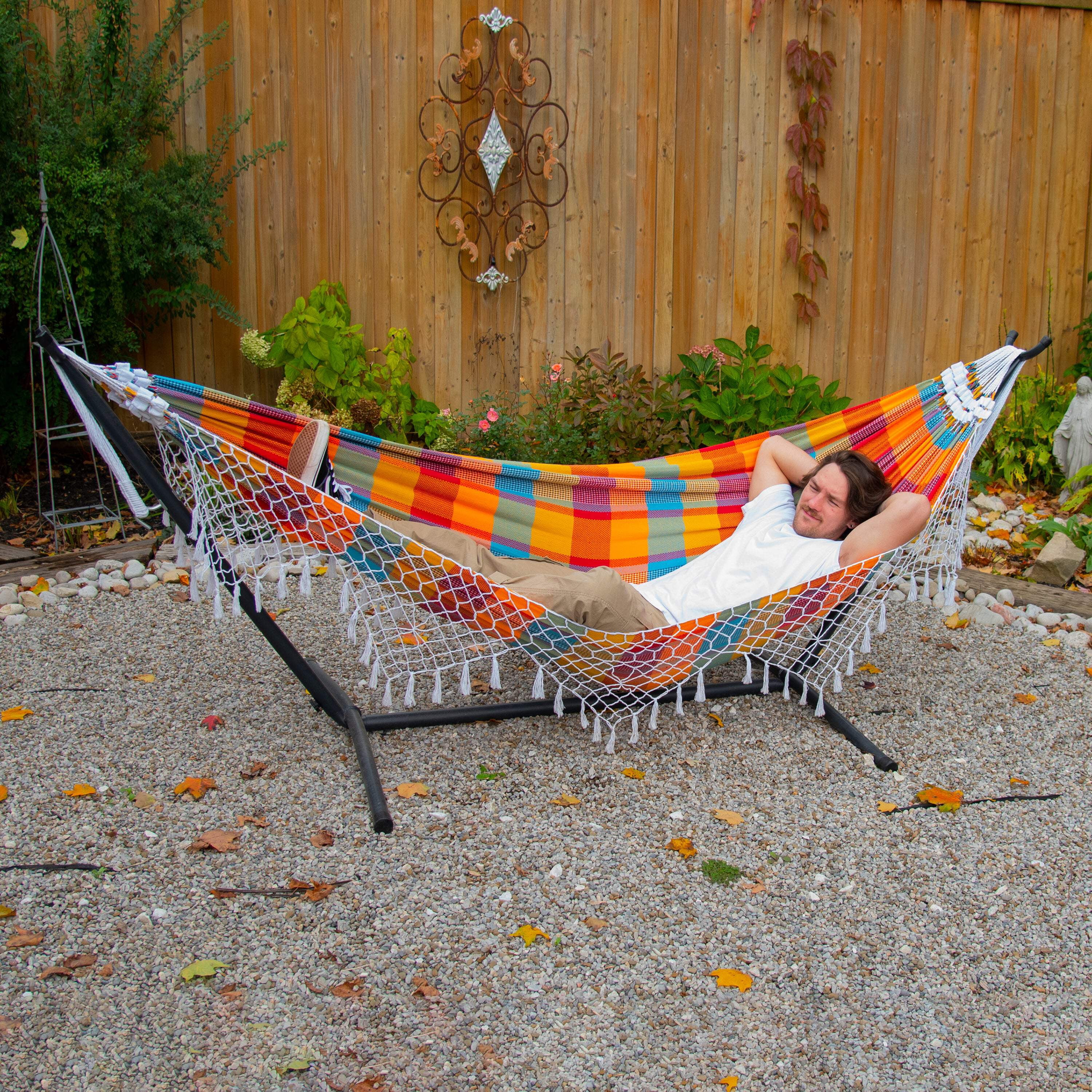 Vivere Authentic Brazilian Freestanding Hammock, Carnival