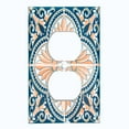 thumbnail image 2 of Metal Light Switch Plate Cover Peach Blue Floral Tile Pattern TIL023, 2 of 13