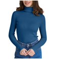 thumbnail image 2 of Ribbed Turtleneck Tops for Women Long Sleeve Stretch Thermal, Lightweight Base Layer Undershirt Blue ONE SIZE, 2 of 3