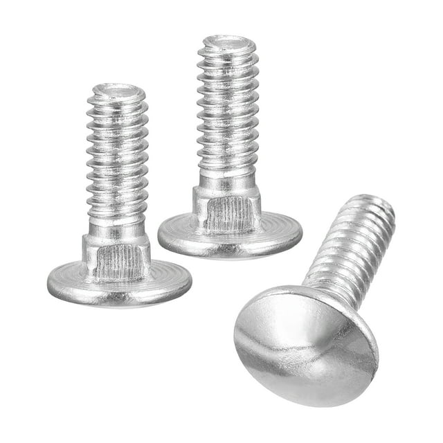 Boulon de Chariot 1/4-20x5/8 Pouces, Lot de 10 Vis à Tête Ronde Col Carré, Acier Inoxydable 304, Entièrement Fileté