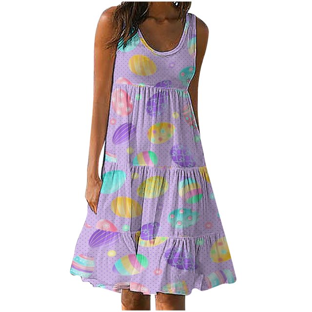 JeashCHAT Easter Dresses for Women Plus Size Easter Bunny Rabbit Egg