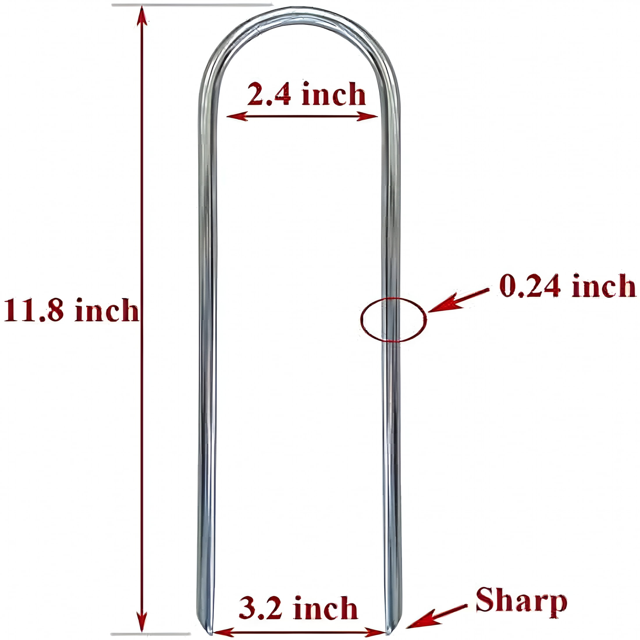 GA Trampolines Wind Stakes Heavy Duty U Type Sharp Ends Safety Ground Anchor Galvanized Steel for Soccer Goals, Camping Tents and Huge Garden Decoration - 8pcs