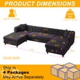 thumbnail image 5 of LUCKHAO 126-inch U-Shaped Oversized Symmetrical Sectional Sofa Couch with 2 Wide Chaises Longue and 2 Pillows ,Classic Chesterfield Button Tufted Chenille Sofa&Couch, 5 of 19