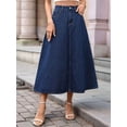 thumbnail image 6 of Women's A Line High Wasited Long Maxi Jean Below Knee Length Flared Midi Denim Skirts Skirt M, 6 of 9