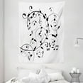 thumbnail image 1 of Music Tapestry, Swirl Plant Style Treble Chef and Notes Curlicue Motifs on Plain Backdrop, Wall Hanging for Bedroom Living Room Dorm Decor, 60W X 80L Inches, White Charcoal Grey, by Ambesonne, 1 of 2