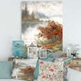thumbnail image 2 of Designart ' View Of The Lake In Autumn Colored ' Traditional Canvas Wall Art Print, 2 of 4