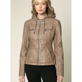 thumbnail image 2 of Made by Johnny Women's Removable Hoodie Motorcyle Jacket L KHAKI, 2 of 6