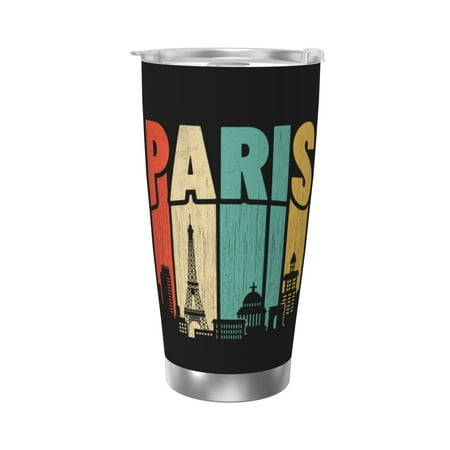 

Paris City Skyline 20 Oz Water Bottle Insulated Tumblers Stainless Steel Cups Double Wall Tumbler with Lid