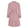 thumbnail image 5 of Annhoo Casual Dress for Women V Neck Drawstring Long Puff Sleeve Mini Dress Fall Ruffle Tiered Pleated Dresses, 5 of 6