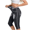 thumbnail image 2 of Womens Stretchy Capri Pants High Waisted Butt Lifting Pull On Cropped Trousers Casual Vacation Workout Yoga Leggings Pants Black, 2 of 4