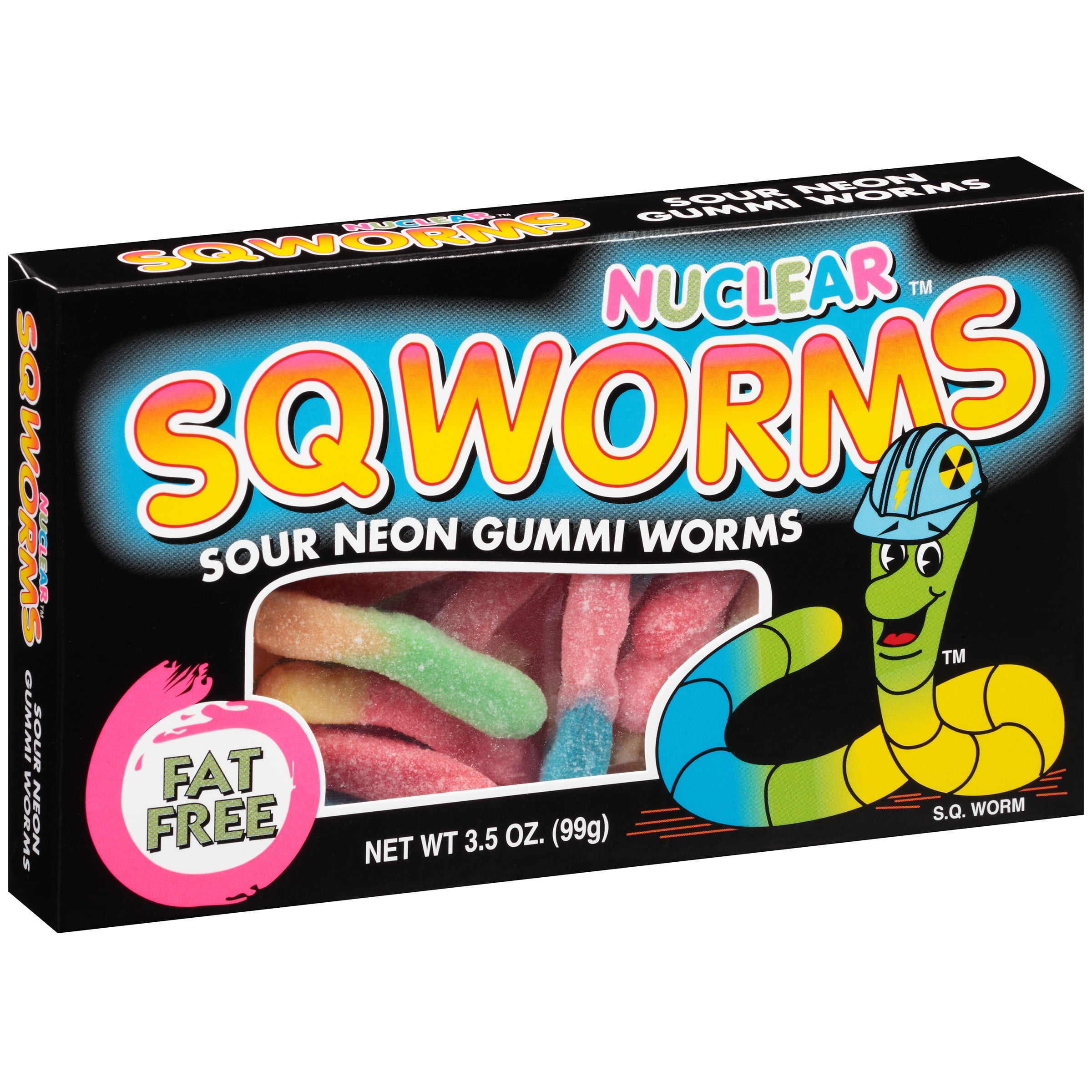 Nuclear Sqworms Sour Neon Gummi Worms, 3.5 Oz.