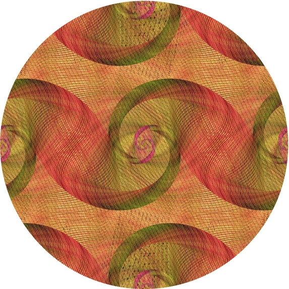 Ahgly Company Machine Washable Indoor Round Transitional Orange Area Rugs, 7' Round