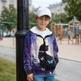 thumbnail image 5 of Xixirimido Black Cat Butterfly Wisteria Pattern Kids Hoodies for Boys Girls Zip Up Hoodie Sweatshirt 3D Graphic Long Sleeve Pullover Top with Pocket for Fall Winter Velvet Lining for 9-11 Years, 5 of 8