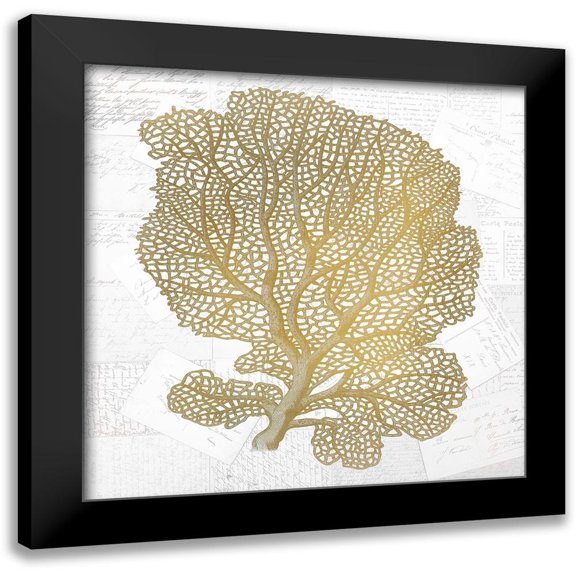 Kimberly, Allen 12x12 Black Modern Framed Museum Art Print Titled - Gold Coral 1