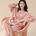 thumbnail image 1 of Pyjama Femme Automne Hiver Coréen kawaii à Rayures Ensemble de Pyjama Flanelle Chaud Tenue de Nuit Femme Mode Pijama Mujer Vêtements de Maison Pyjamas, 1 of 6