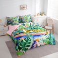 thumbnail image 3 of Feelyou Cartoon Leopard Cheetah Bedding Comforter Set 7 Pieces, Palm Leaves Botanical Full Bedding Set, Kawaii Jungle Animal Reversible Fitted Sheet Flat Sheet, Super Cozy Room Decor, 3 of 8