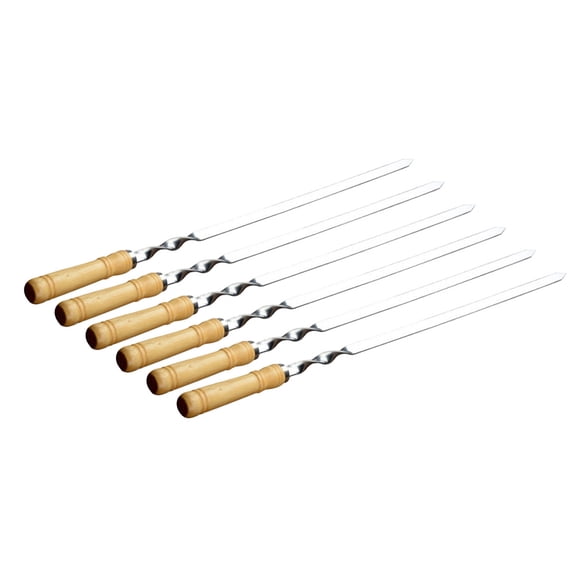 MLINS  6 Pcs Meat Skewers Barbecue Stick Steel for Grilling Burger Kebobs