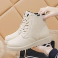 thumbnail image 2 of Bmawag Women's Trendy Boots Round Toe Flat Heels Lace-Up Mid Calf Ankle Boots Women Casual Comfort Fashion Booties Short Boots Beige 39, 2 of 9