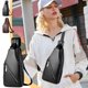 thumbnail image 1 of Mochila de hombro con bandolera para hombres y mujeres | Mochila de día cruzada de PU colorida con agujero para auriculares | Correa ligera ajustable | 11,8x5,9x2,6 pulgadas | Viaje Senderismo, 1 of 6