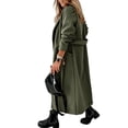 thumbnail image 3 of LANGWYQU Autumn Winter Long Sleeve Women Lapel Solid Jacket Open Front Coat, 3 of 5