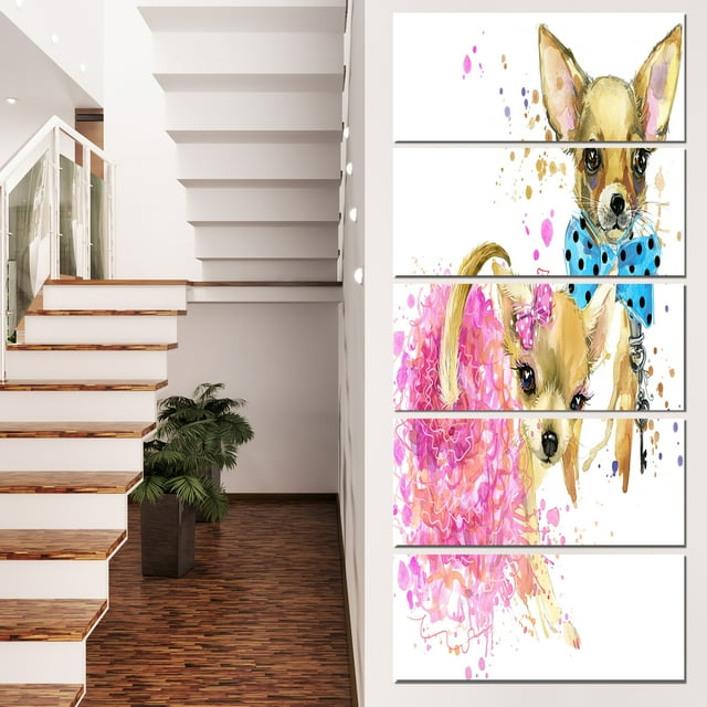 Bridge and Groom Dog Illustration - Animal Canvas Wall Art