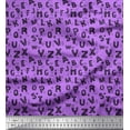 thumbnail image 1 of Soimoi Purple Silk Fabric Alphabet Text Decor Fabric Printed Yard 44 Inch Wide, 1 of 3