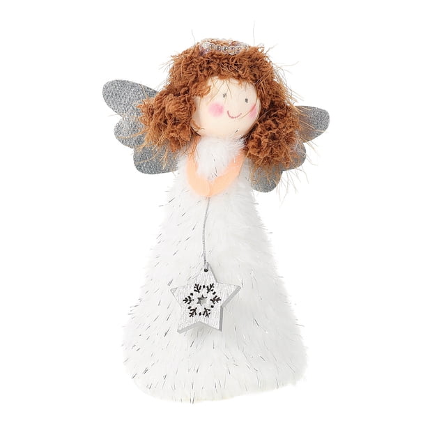 White Christmas Angel Tree Topper for Decoration PVC Plush Material Adds Festive Atmosphere 1Pc