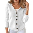 thumbnail image 2 of HUAXUN-Fall Winter Button Down Cardigan, Casual Comfortable Commute Solid Color Top, Loose Fit Knit Hoodies Sweater Cardigan for Women(WH2,M), 2 of 4