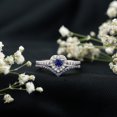 thumbnail image 6 of Rosec Jewels Lab Grown Blue Sapphire Heart Shaped Wedding Ring Set (AAAA Quality) - Blue Sapphire and Diamond Ring with Band, 10K White Gold, US 4.00, 6 of 9