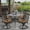 Antique Bronze / Tan, variant on SOCIALCOMFY 5-Piece Outdoor Patio Dining Set, All-Weather Cast Aluminum Patio Table Set, Include 4 Swivel Chairs and a 35.4 inch Round Table w/Umbrella Hole for Balcony Garden Backyard, Khaki