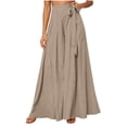 thumbnail image 2 of Women's Solid Color Elastic Waist Casual Straight Leg Loose Pants, 2 of 7