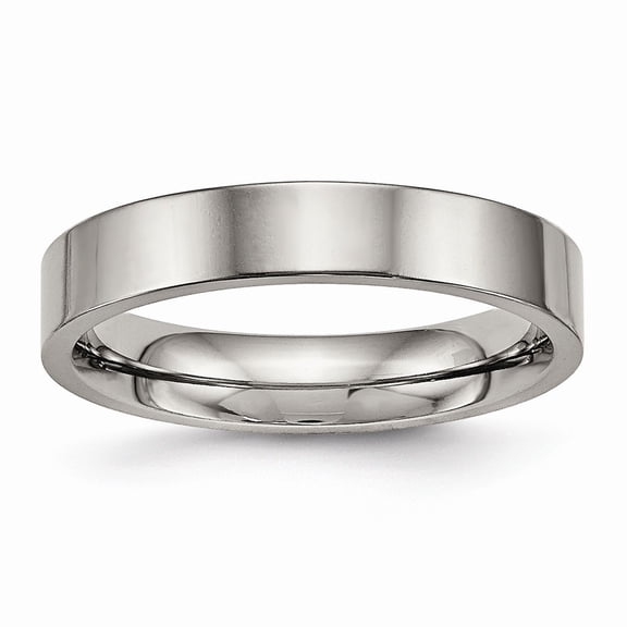 Titanium Polished Flat Comfort Back Ring Size: 7; for Adults and Teens; for Women and Men
