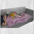 thumbnail image 5 of Feminine Soft Flannel Fleece Blanket, Smiling Happy Princess Cat Wearing Big Glasses Hearts on the Background Print, Cozy Plush for Indoor and Outdoor Use, 60" x 80", Yellow and Pink, by Ambesonne, 5 of 5