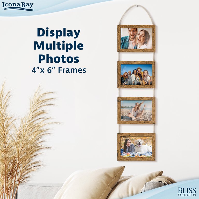 Icona Bay 4x6 Rustic Wood Hanging Photo Frames Set of 4 photo 2