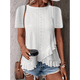 thumbnail image 4 of Blusas de Verano con Ojales para Mujer 2025, Blusas Asimétricas de Moda para Verano, Blusas de Color Liso para Salir, Blancas, Talla S, 4 of 9