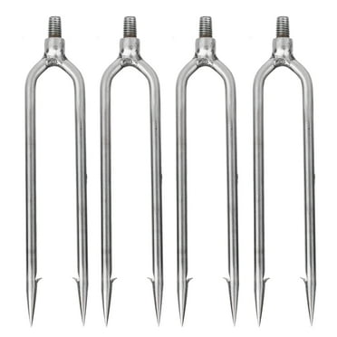 4 pcs Stainless Steel 2 Prongs Harpoon Gig Gaff Hook Barb Fish Spear for Outdoor Fishing Tackle