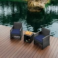 thumbnail image 2 of Hearth & Harbor Outdoor Patio Furniture Bistro Set, Wicker 3 Piece Patio Set, Gray with Navy Cushions, 2 of 7