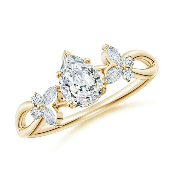 ANGARA Lab Grown Diamond Butterfly Engagement Ring for Women in 14K Yellow Gold (Size-7x5mm| Color-F-G| Clarity-VS) | April Birthstone, Anniversary, Jewelry Gift for Women | Lab-Grown Diamond Ring