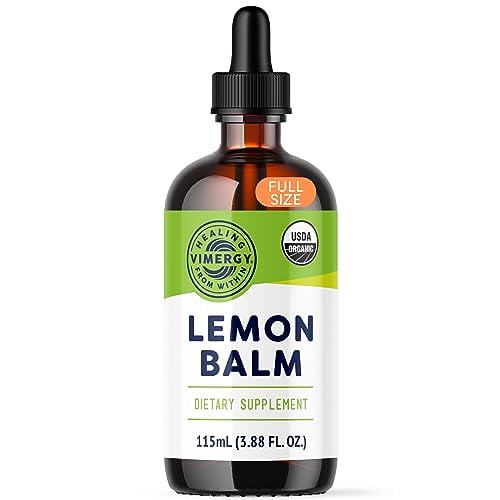 Suplemento herbario de tintura de bálsamo de limón orgánico Vimergy – 175 mg de extracto de bálsamo de limón 10:1 por porción, se puede utilizar en té – Certificado orgánico por USDA, sin OGM, sin alc
