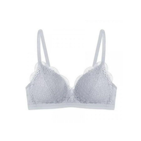 

Topumt Women Sexy Thin Cup Lace No Trace No Steel Ring Gathered Embroidery Bra