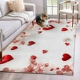 thumbnail image 2 of Valentine's Day Washable Area Rug 3 x 5 ft Romantic Red Pink Love Heart Sweet White Floral, Soft Non Slip Rugs Stain Repellent Indoor Felt Carpet for Living Dining Room Bedroom Home Office, 2 of 9