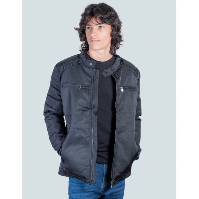 Chamarra negra casual para hombre abrigada