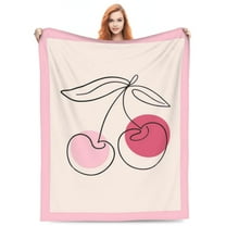 Cherry Throw Blanket for Couch, Soft Cozy Cherry Pink Birthday Gifts for Mother Mom Girlfriend Women, Fluffy Summer Blanket Breathable Lightweight for Bed Bedding Sofa