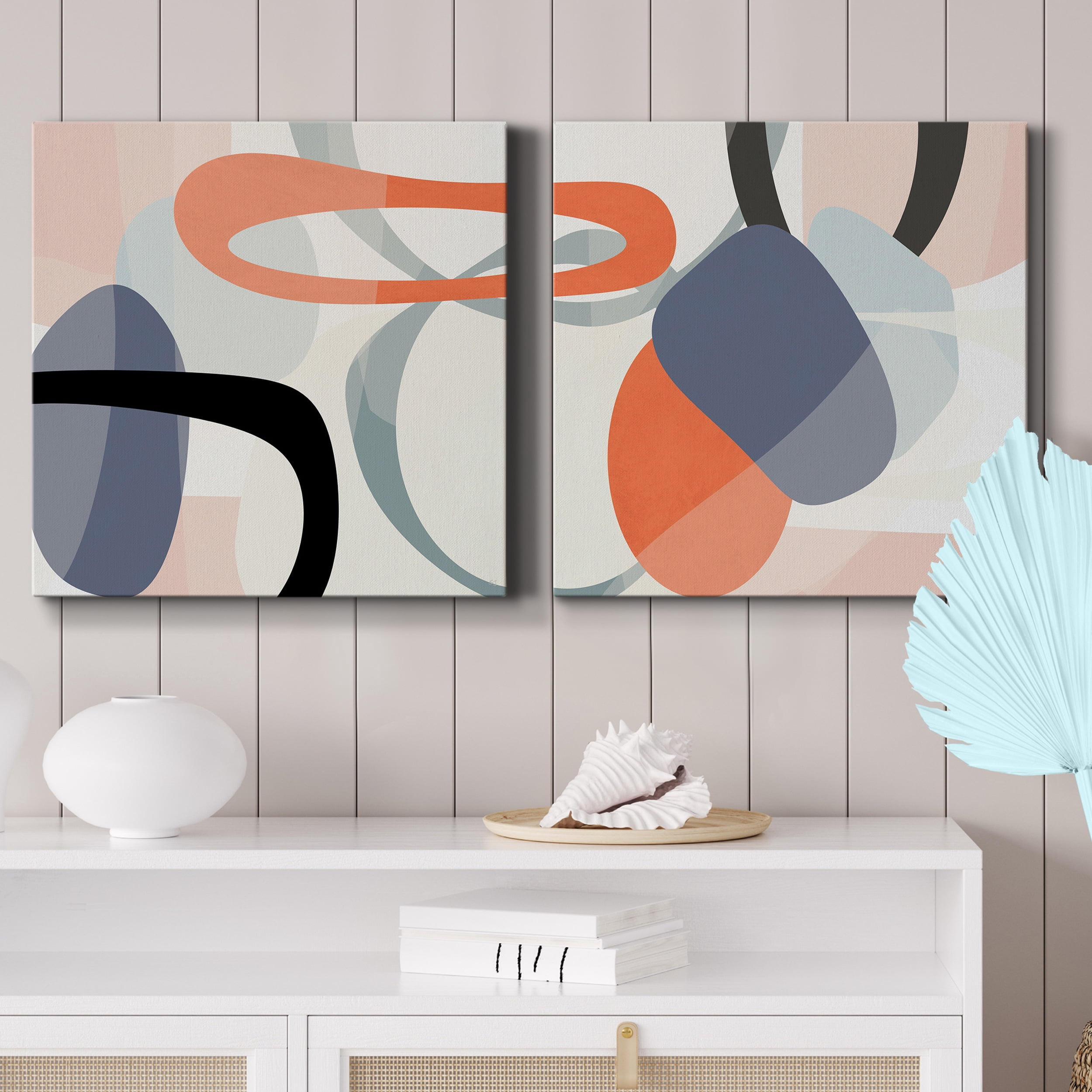 Floating on Silk III - Premium Gallery Wrapped Canvas - Ready to Hang Set of 2 - 40 x 40 Each