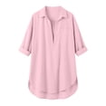 thumbnail image 6 of Women's Beach Cover-Up Breathable Quick-Dry Shirt Dress with Deep V-Neck Pockets Loose Fit Loungewear Pink XL(XL), 6 of 6