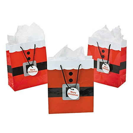 - Fun Express Santa Clause Suit Medium Gift Bags - 12 Piece Pack