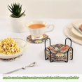 thumbnail image 6 of YAZAOO 6Pcs Drink Coasters With Holder 3.94Inch Colorful Eagless Floral Art Creative Coil Coaster Coasters Colors Absorbent Coasters for Drinks Coasters Set Thicken Heat for Home Table, 6 of 7
