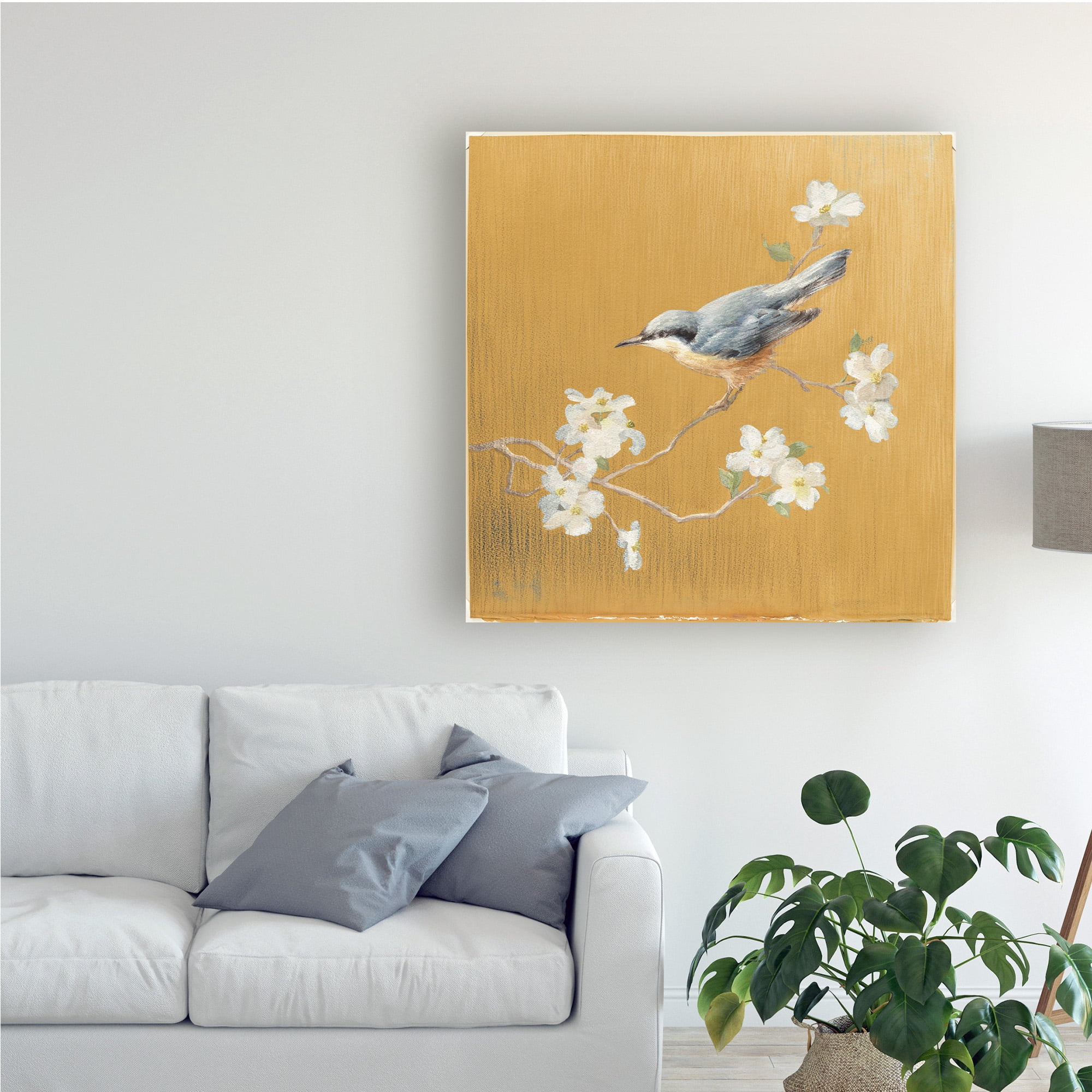 Trademark Fine Art 'Nuthatch on Gold' Canvas Art by Danhui Nai