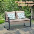 thumbnail image 4 of Ainfox Outdoor Rocking Loveseat High-back Rattan Wicker Patio Rocking 2-Seater Chair, Beige, 4 of 7